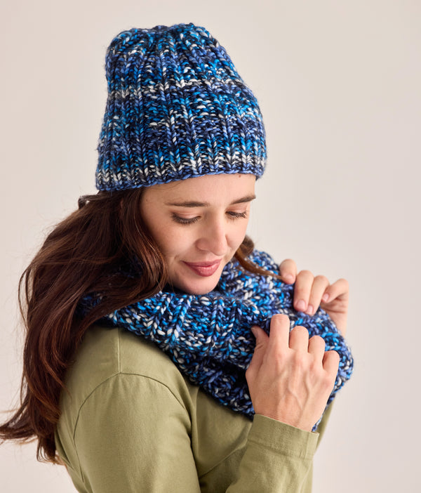 Berry Blooms Knit Cap and Cowl Set