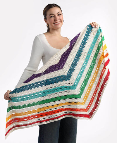 Stripes and Eyelet Shawl