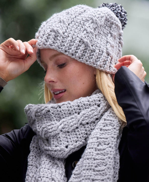 Frosted Cables Hat and Scarf Set