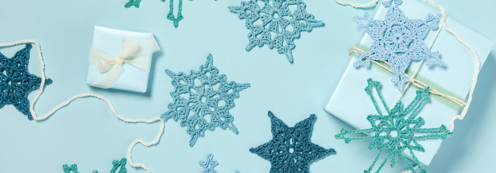 images of snowflakes crocheted with Premier Yarns yarn