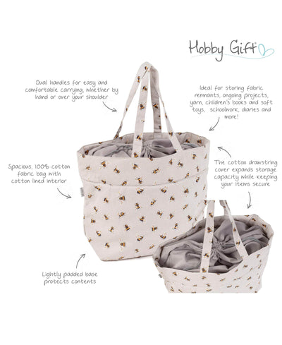 Bee Drawstring Craft Tote