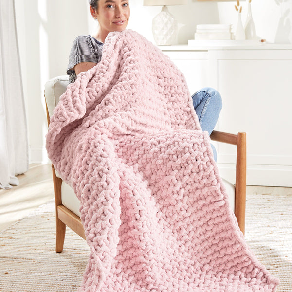 Custom Vanilla Heather Cable Knit Chenille Wedding Blanket-Debossed