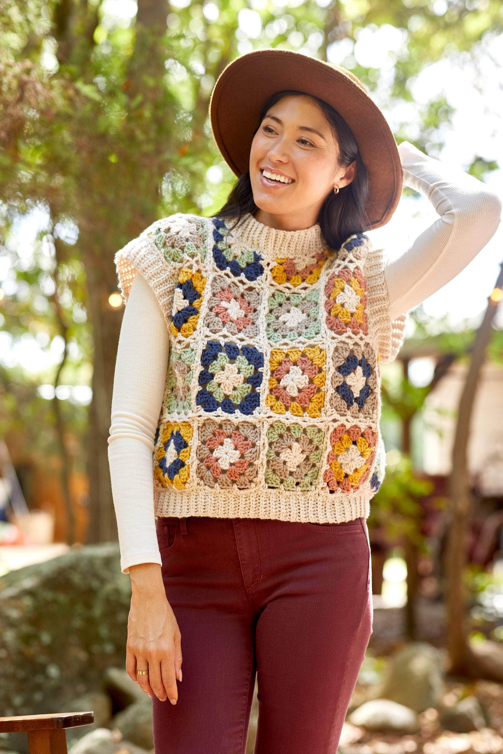 Crochet granny square vest pattern free best sale