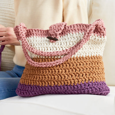 Crochet Pattern Yarn and Colors Striped Tote Bag 