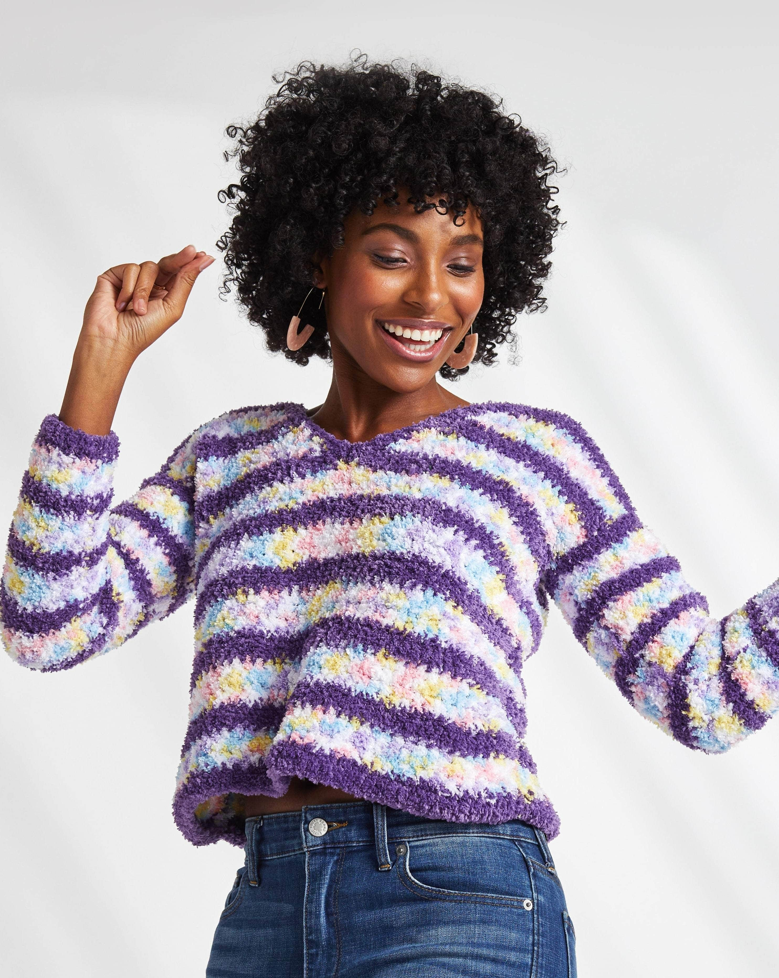 V-Neck Crochet Pullover – Premier Yarns